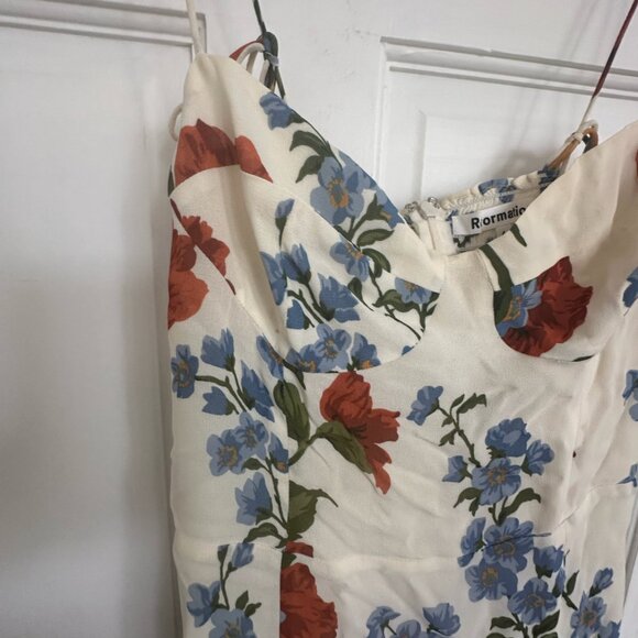 Reformation Juliette Dress in Formosa White Yellow Red Blue Floral Midi - Picture 8 of 8